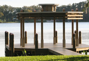 contemporary flat roof boat dock